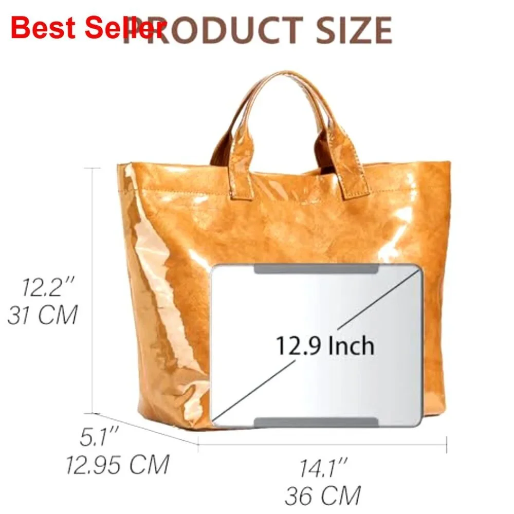 Large PVC Tote Bag with Letters Print, Clear Paper Shoulder Hobo Bag